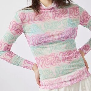 OIL SPILL MESH MOCKNECK TOP Teddy Fresh Size M